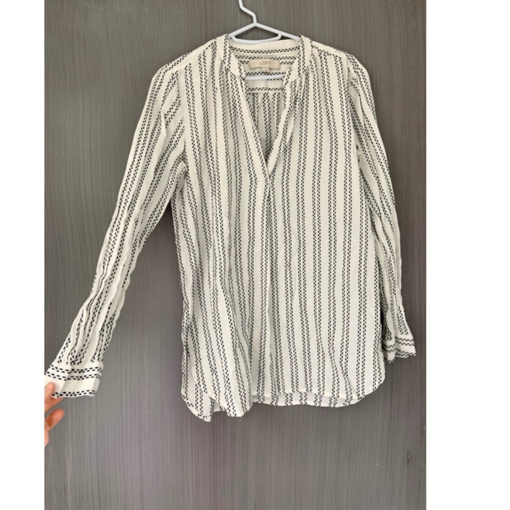Loft black and white striped tunic size M